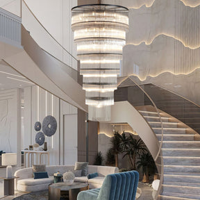 Seven-Tier Striped Column Staircase Chandelier D990 - Black