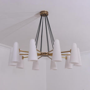 White Ceramics Round Chandelier 44", 10-lights