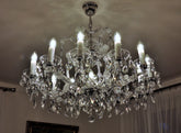 12-flame Maria Theresa silver crystal chandelier with adjustment for low ceiling