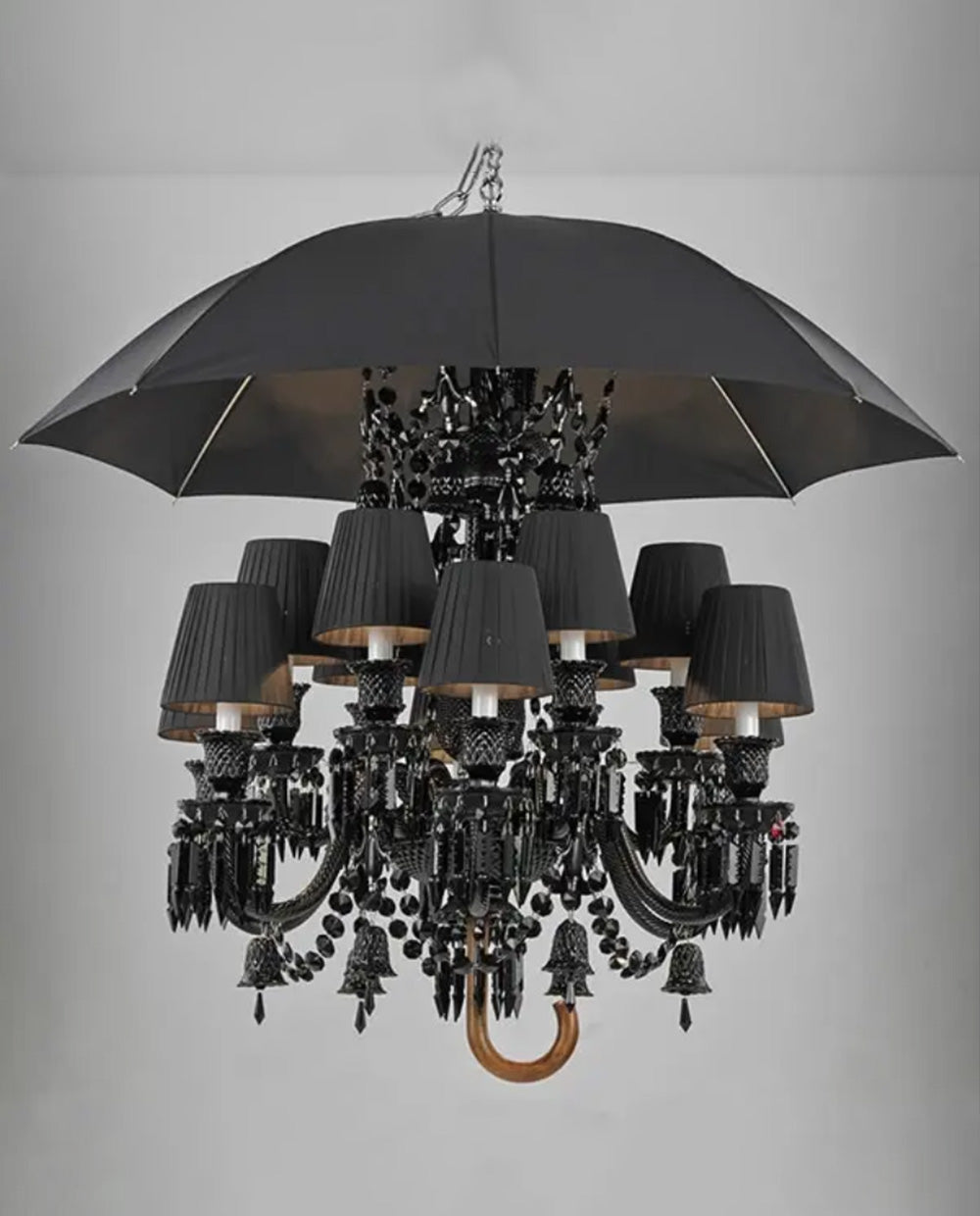 12 Lights Black Bacara Crystal Lighting with Umbrella
