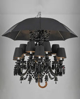 12 Lights Black Bacara Crystal Lighting with Umbrella
