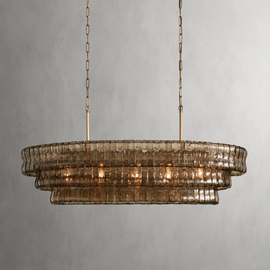 Ghiaccio Glass Oval Chandelier