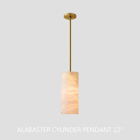 Hand-Carved Alabaster Cylinder Pendant