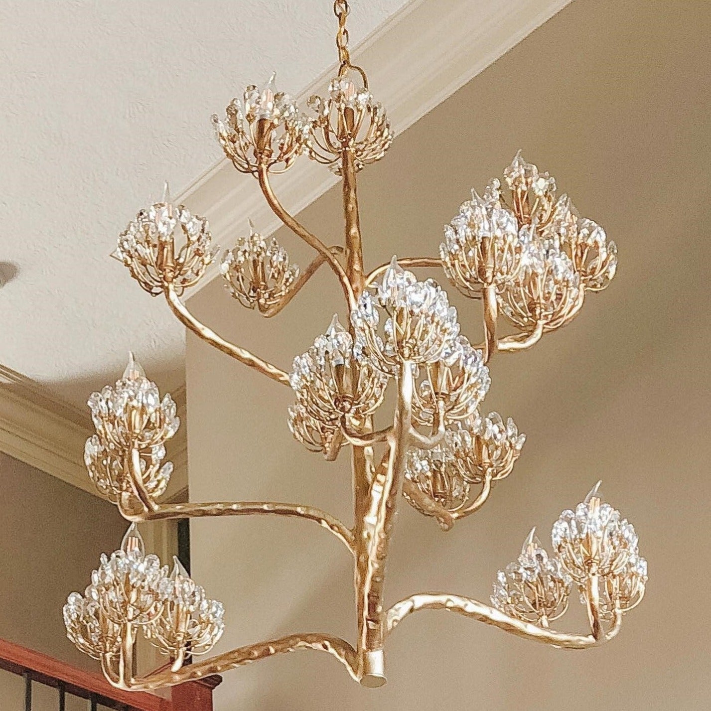 Luxury Branch Flower Chandelier in Gold for Living Room Staircase and Bedroom Lighting - Yovalighting