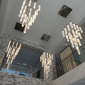 Modern Glacier Bubble Crystsal Sticks Chandelier in Gold/Chrome/Black Finish for Staircase/Foyer