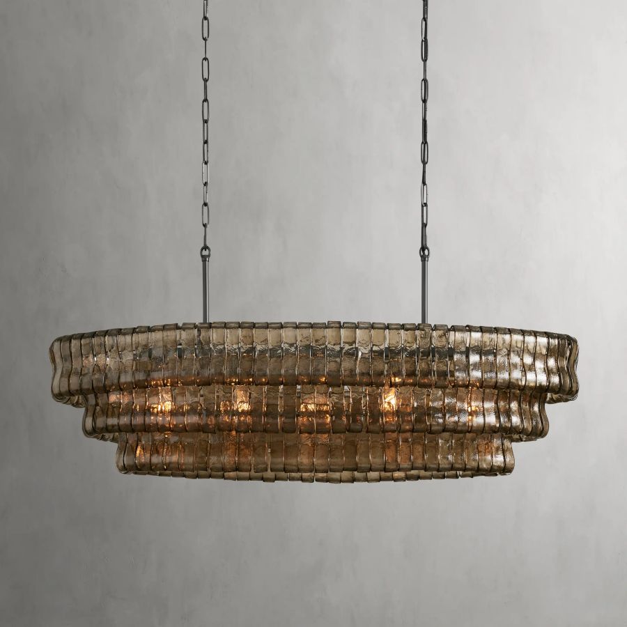 Ghiaccio Glass Oval Chandelier