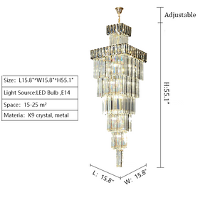 extra large golden liner crystal chandelier for foyer staircase 