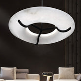 Glacera Modern Round Alabaster Dining Room Chandelier - Yovalighting