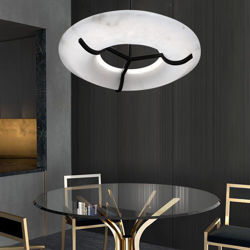 Merlin Isla Round Alabaster Dining Room Chandelier, Modern Lamp
