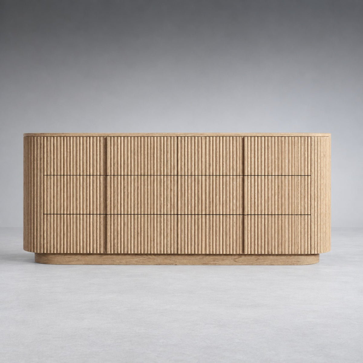 Reeded Oak Dresser with Curved Contours