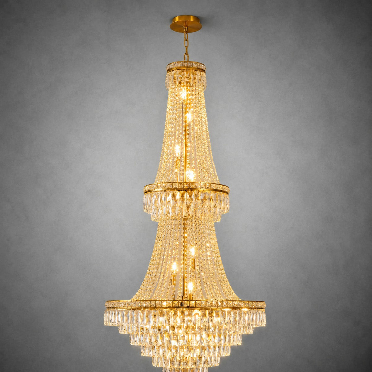Two-Tier Square Diamond Round Pendant 780 - Gold