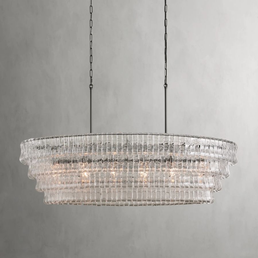 Ghiaccio Glass Oval Chandelier