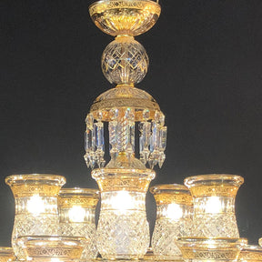 15 Lights Bacara Chandelier Gold & Clear Baccarat Crystal Lighting