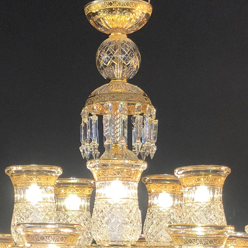 15 Lights Bacara Chandelier Gold & Clear Baccarat Crystal Lighting