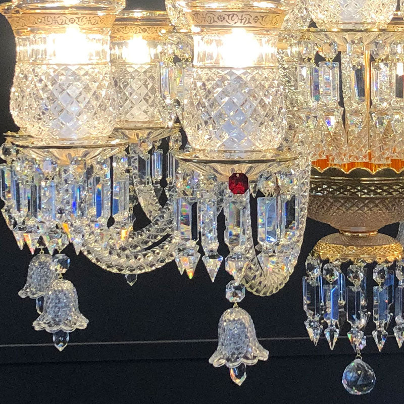 15 Lights Bacara Chandelier Gold & Clear Baccarat Crystal Lighting