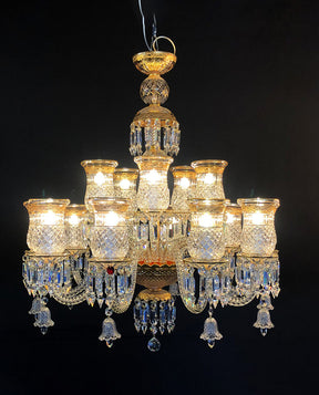 15 Lights Bacara Chandelier Gold & Clear Baccarat Crystal Lighting