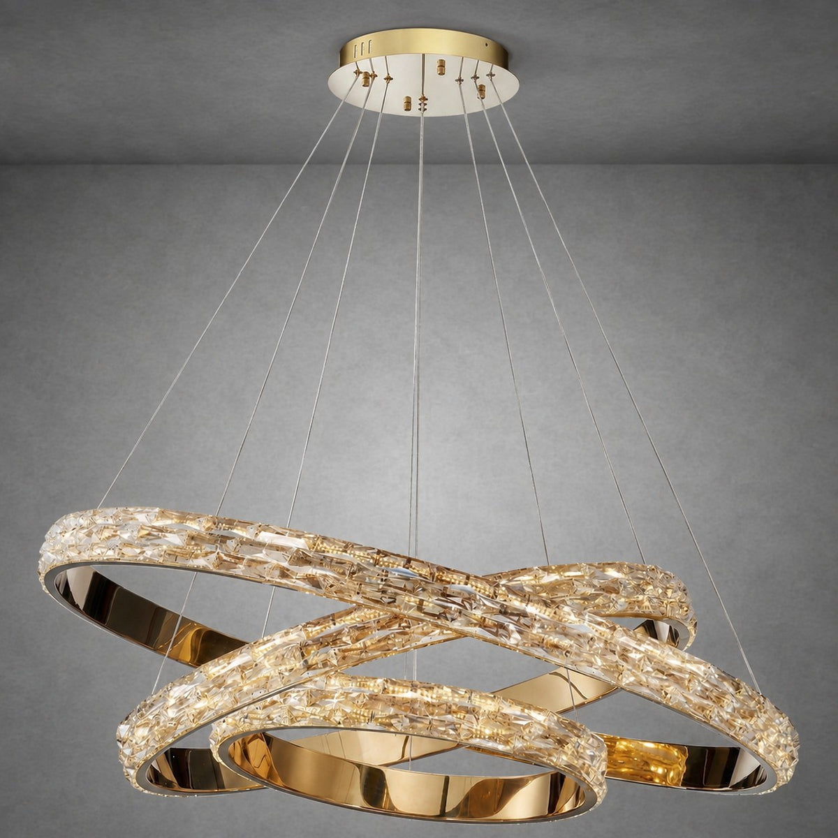 Vega Triple Ring Crystal Chandelier