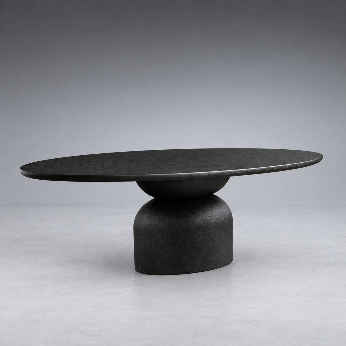 Hand-Sculpted Modern Oval Oak Dining Table