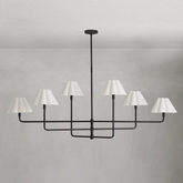 Polara white linen Chandelier(Blackened Brass)