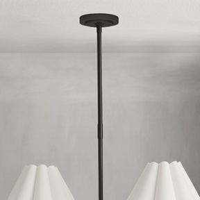 Polara white linen Chandelier(Blackened Brass)