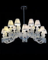 16 Lights Ellipse Bacara Crystal Lighting Dining Room Chandelier with Lampshades