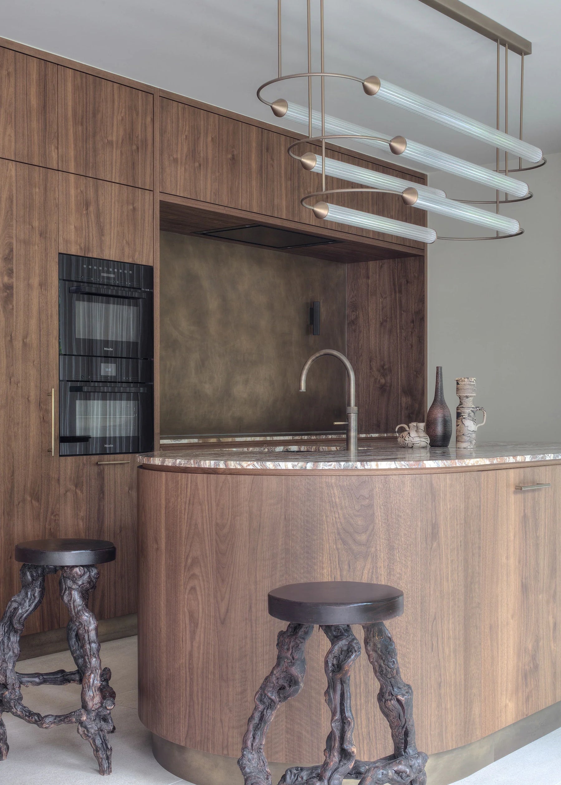 Minimalism Brass Ellipse Horizontal LED Chandelier for Kitchen Island/Dining Room