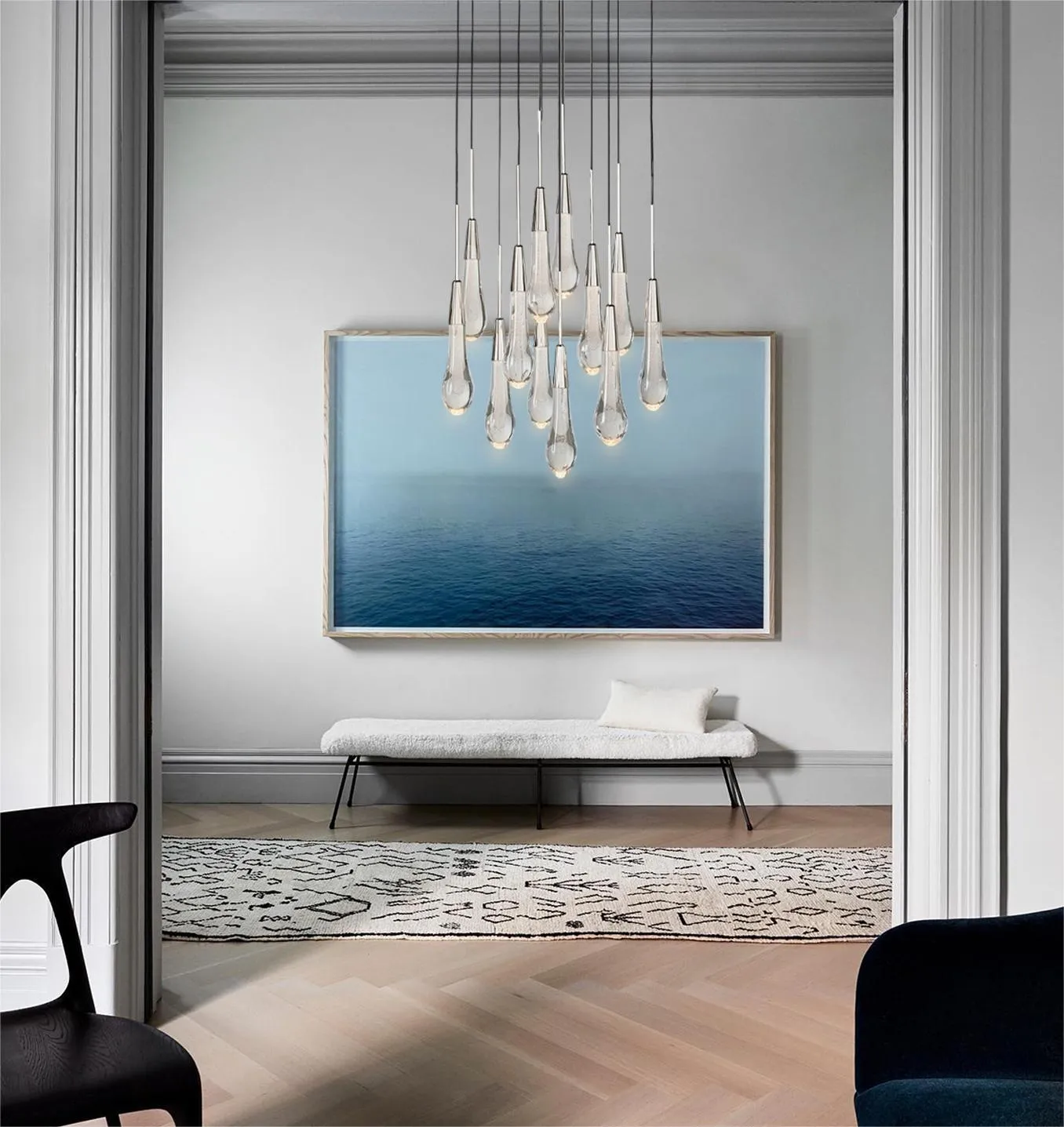 SOLITAIRE LINEAR CHANDELIER  37'' 50'' 70'' 87"W 120"W