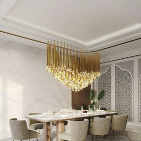 Modern Floating Long Gold Pendant Celing Chandelier for Living Room/High-ceiling