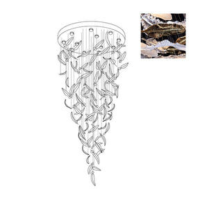Galaxy Glass Feathers Flying Chandelier