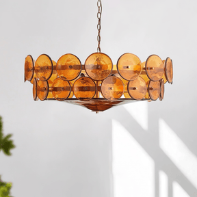 Solaris Amber Glass Disc Chandelier