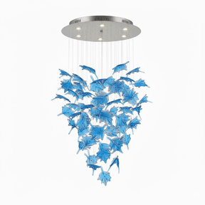 Multicolor Crystal Spiral Maple Leaf Chandelier
