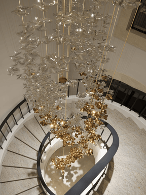 Galaxy Tidal Art Glass Crystal Spiral Chandelier