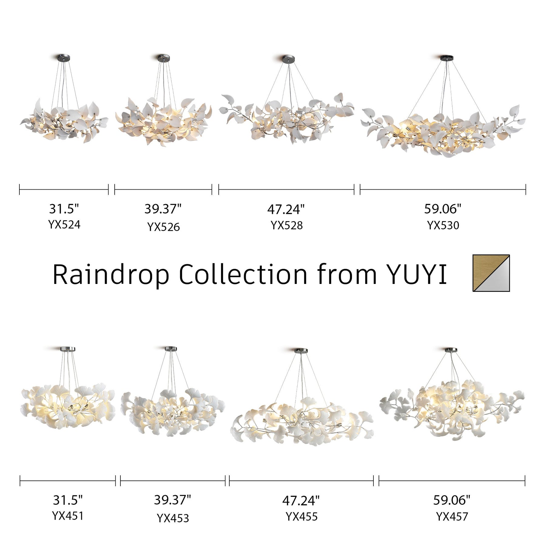 Ceramic Ginkgo Leaf Rectangula Chandelier
