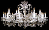 18-flame wide silver Maria Theresa crystal chandelier with crystal almonds