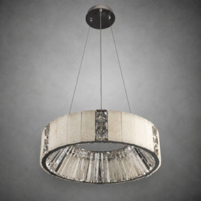 Cristallo Modern Alabaster Round Drum Chandelier