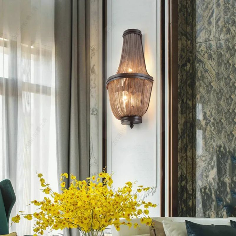 Aluminum Chain Wall Sconce In Living Room