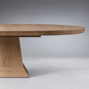 Round Oak Extension Dining Table with Leaves