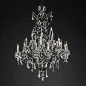 19th C. Rococo Iron & Crystal Round Chandelier 40"