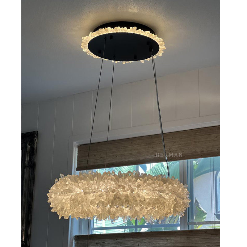 Geode  Round Quartz Crystal Chandelier