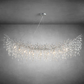 Artistic Crystal Branch Chandelier - Modern Silver Rectangular Island Light