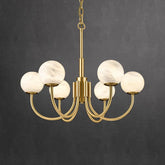 Merlin Modern Luxury Alabaster Chandelier, Pendant Brass Chandelier