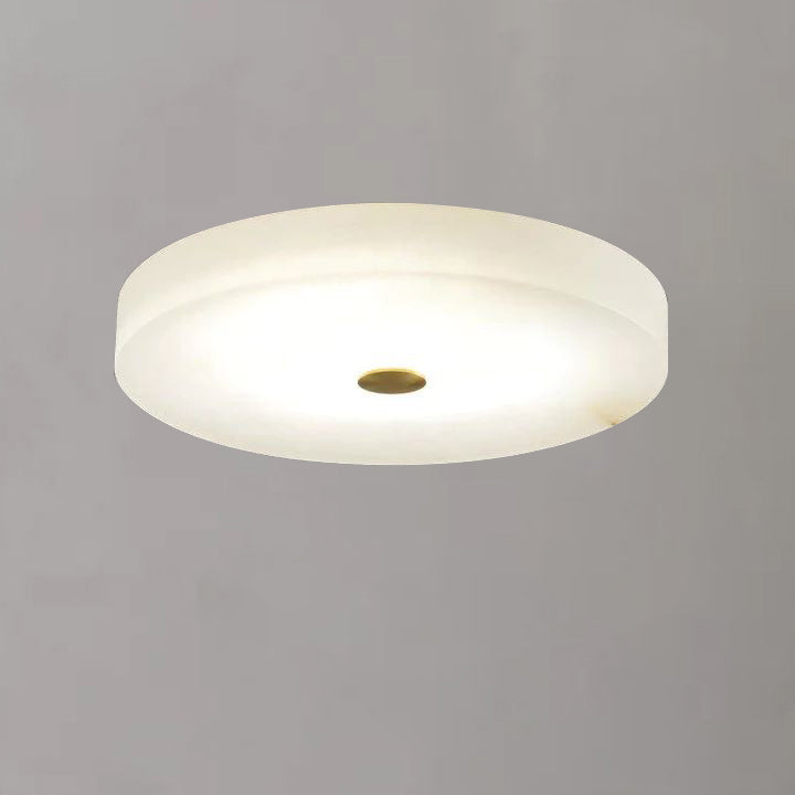 Alabaster Flush Mounted Round Chandelier