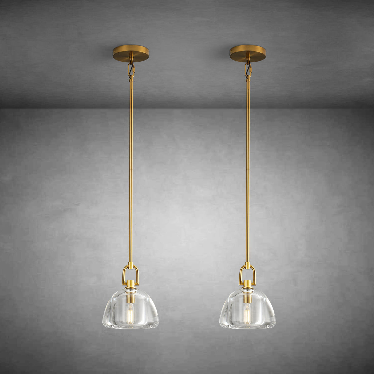 7" Glass Modern Black Pendant Lights(2PCS)