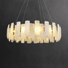 Alabaster Flake Round Chandelier 20" 23" 31" 39''D - Merlin Lamps