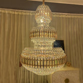 American Luxuary multi level crystal chandelier hotel lobby hall living room - Merlin Lamps