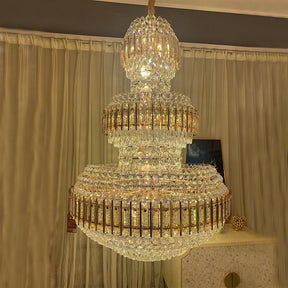 American Luxuary multi level crystal chandelier hotel lobby hall living room - Merlin Lamps
