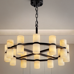 Alabaster Goblet Duo Round Pendant D600 - Black
