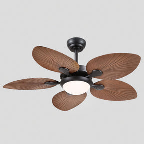 Retro Banana Leaf Shaped Blade Ceiling Fan Lamp 44"