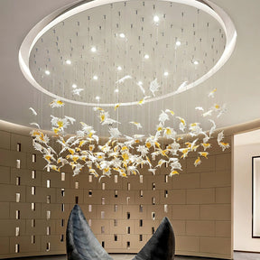 Multicolor Maple Leaf Art Glass Large Oversize Chandelier - Merlin Lamps