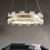 Merlin Anita Modern Round Alabaster Chandelier For Living Room